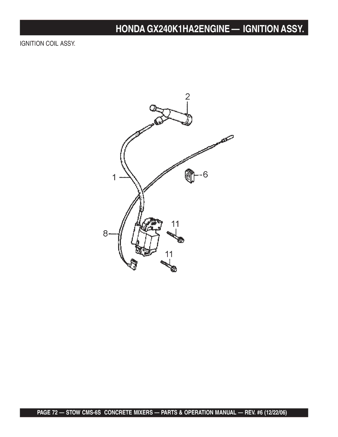 Stow CMS-6S manual Ignition Coil Assy 