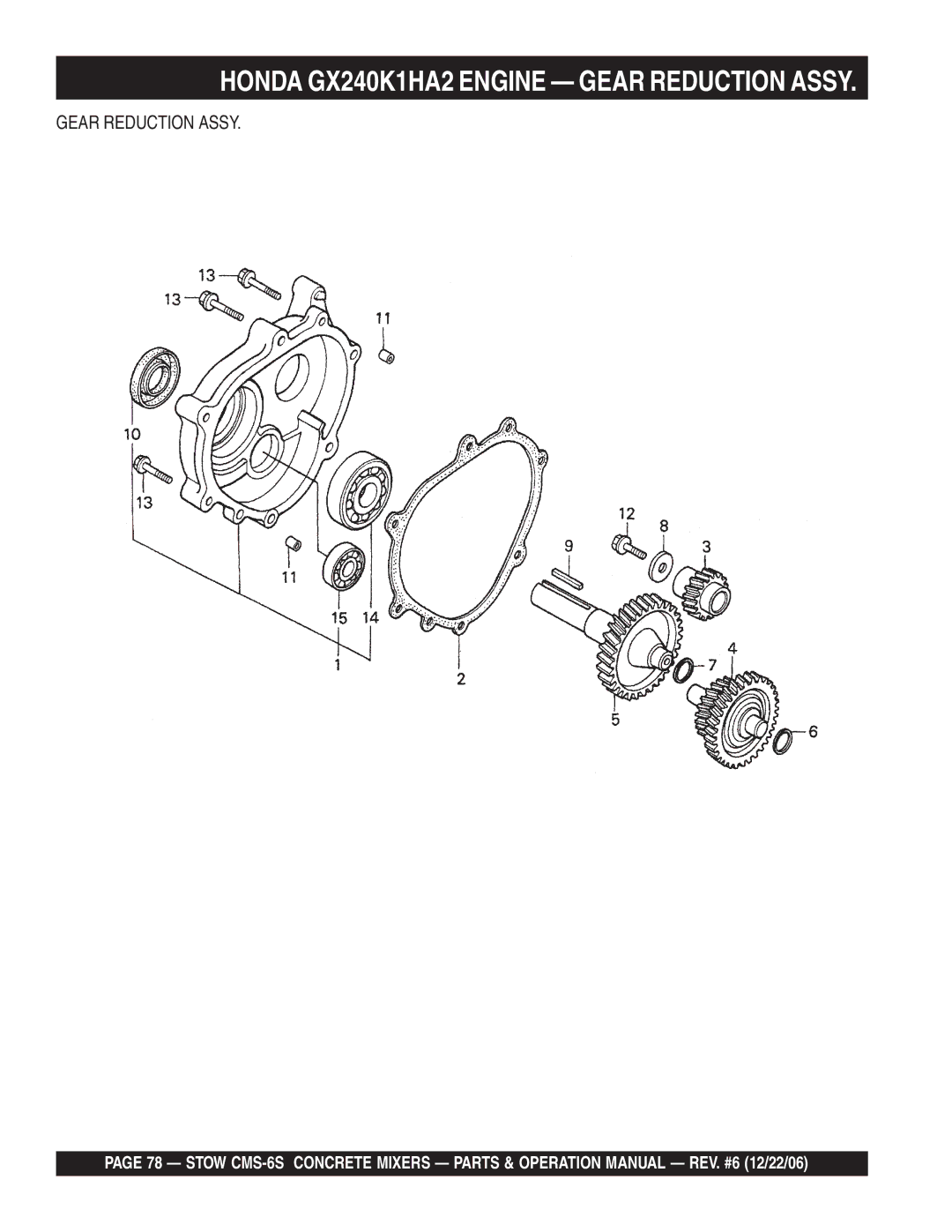 Stow CMS-6S manual Gear Reduction Assy 