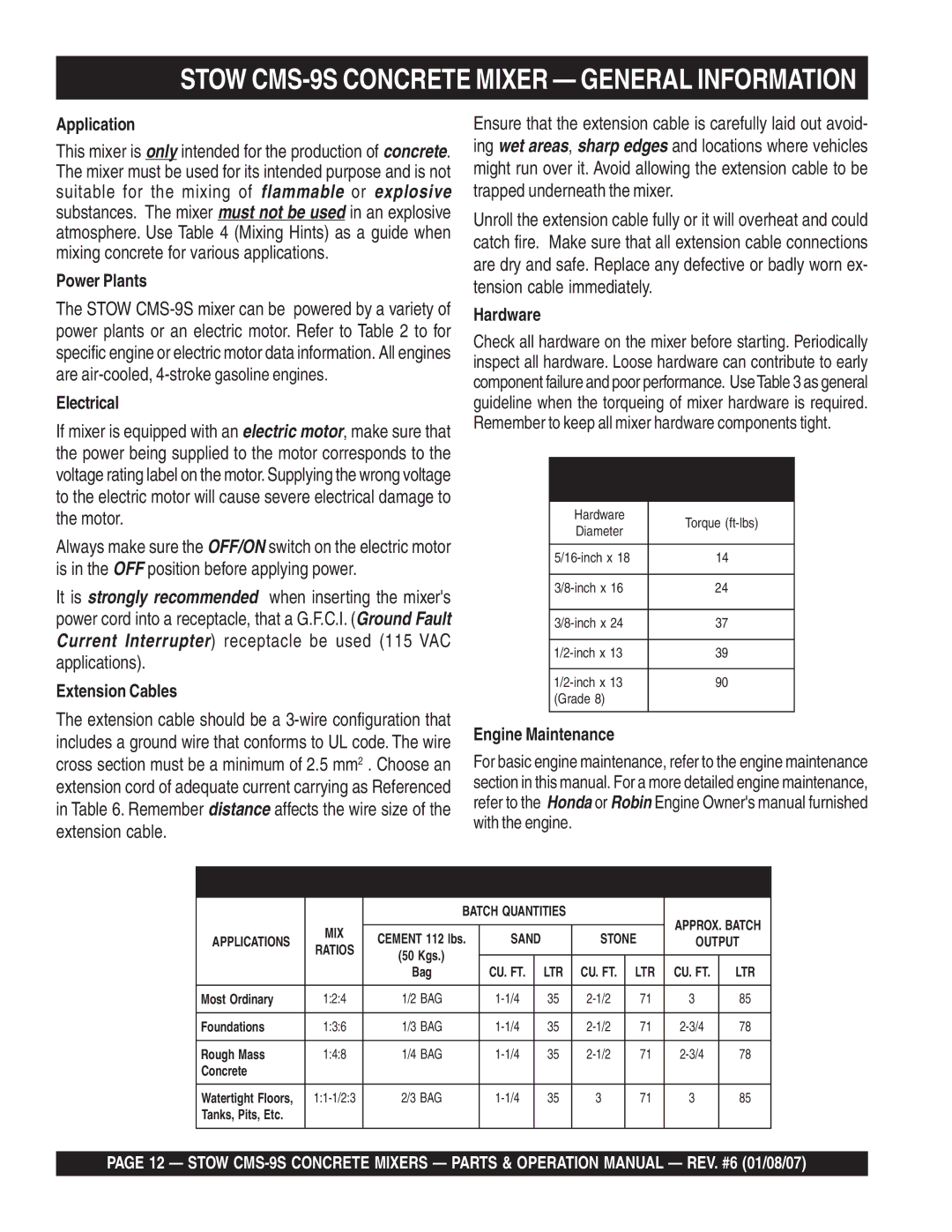 Stow cms-9 manual Application, Power Plants, Electrical, Extension Cables, Hardware, Engine Maintenance 