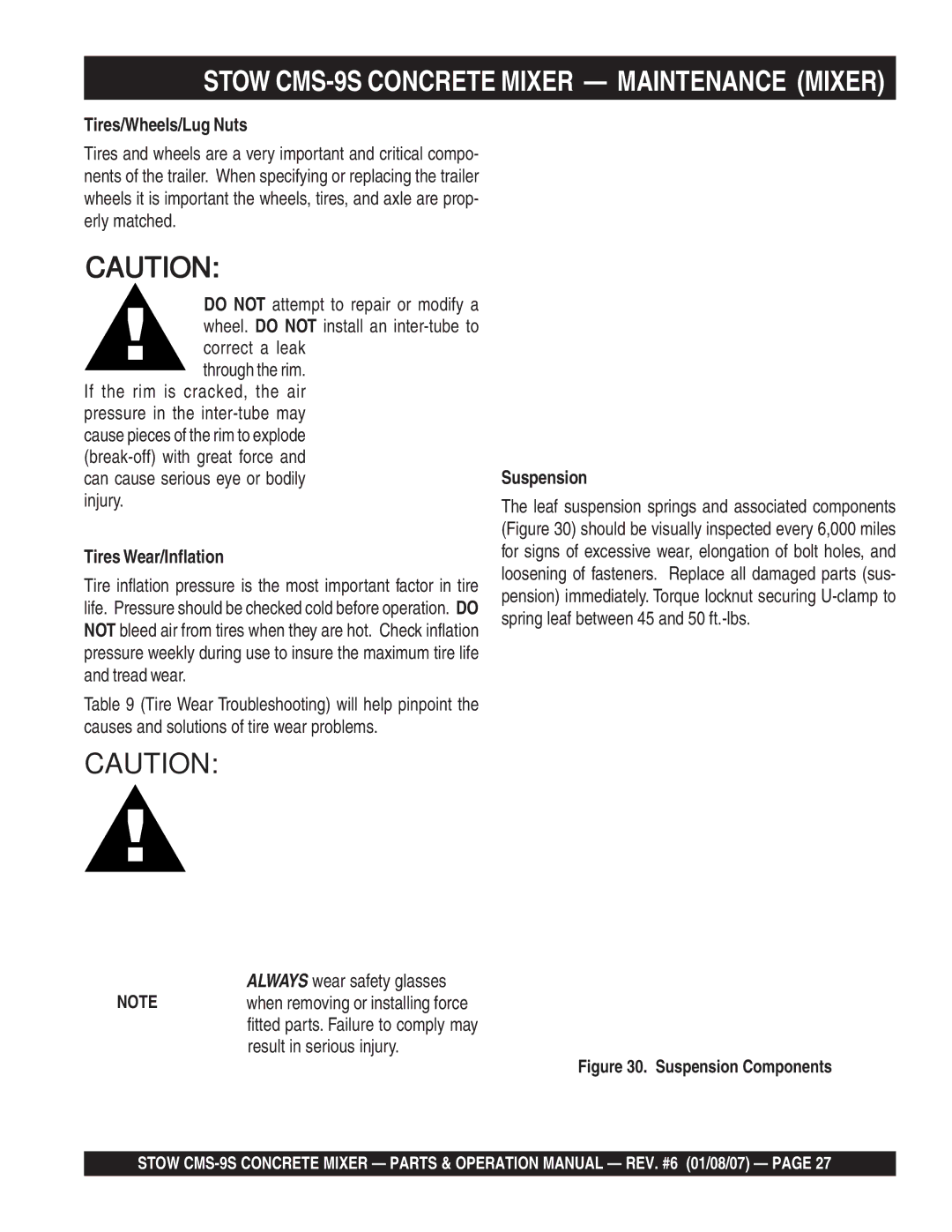 Stow cms-9 manual Stow CMS-9S Concrete Mixer Maintenance Mixer, Suspension Components 