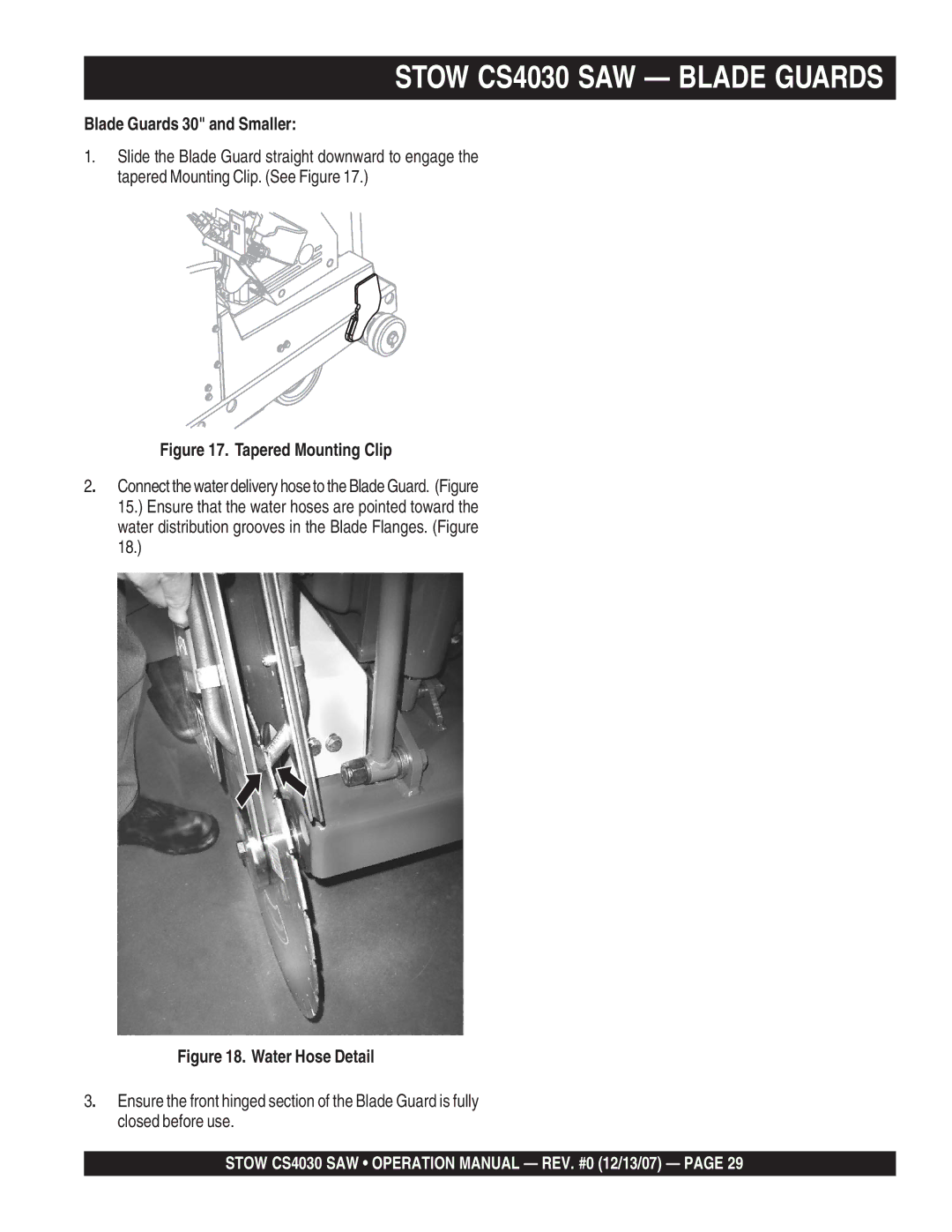 Stow cs 403016, cs403026, cs403020, cs403030 operation manual Stow CS4030 SAW Blade Guards, Blade Guards 30 and Smaller 