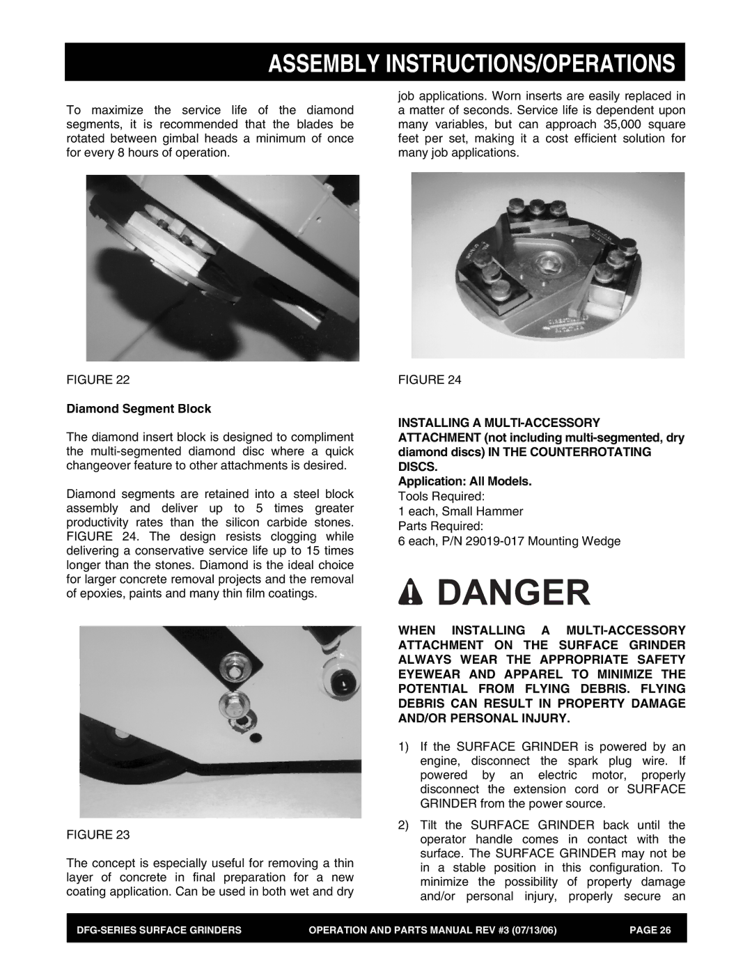 Stow DFG Series manual Diamond Segment Block 