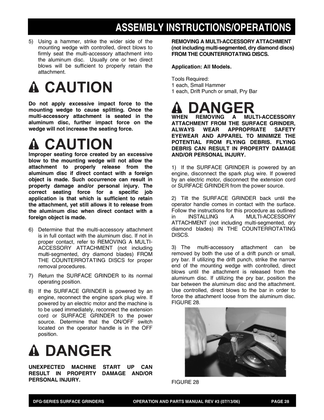 Stow DFG Series manual From the Counterrotating Discs, Application All Models 