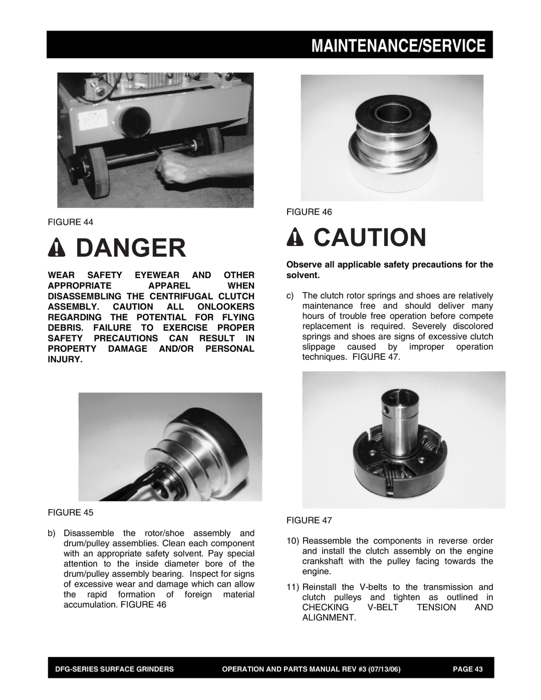 Stow DFG Series manual Checking V-BELT Tension and Alignment 