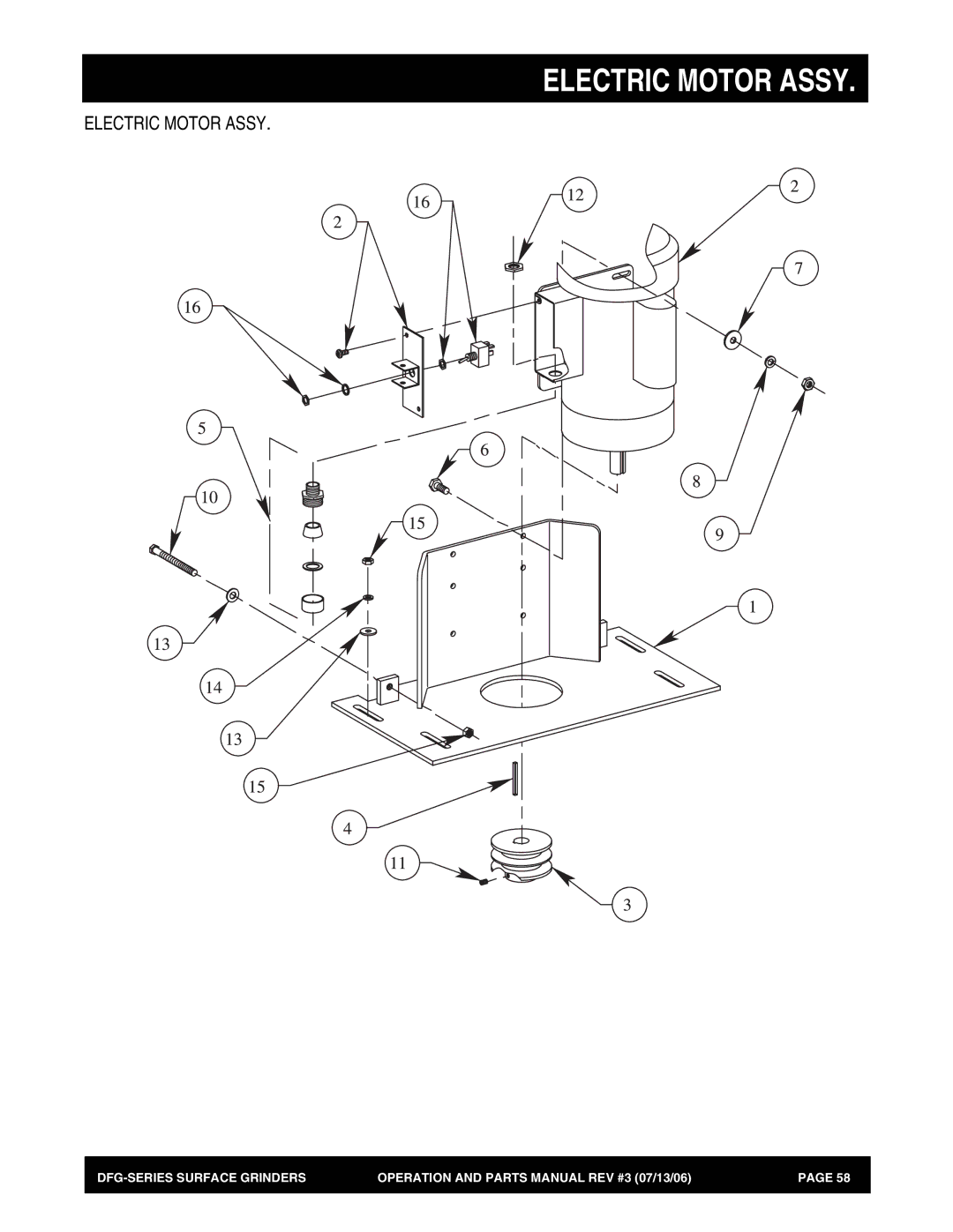 Stow DFG Series manual Electric Motor Assy 