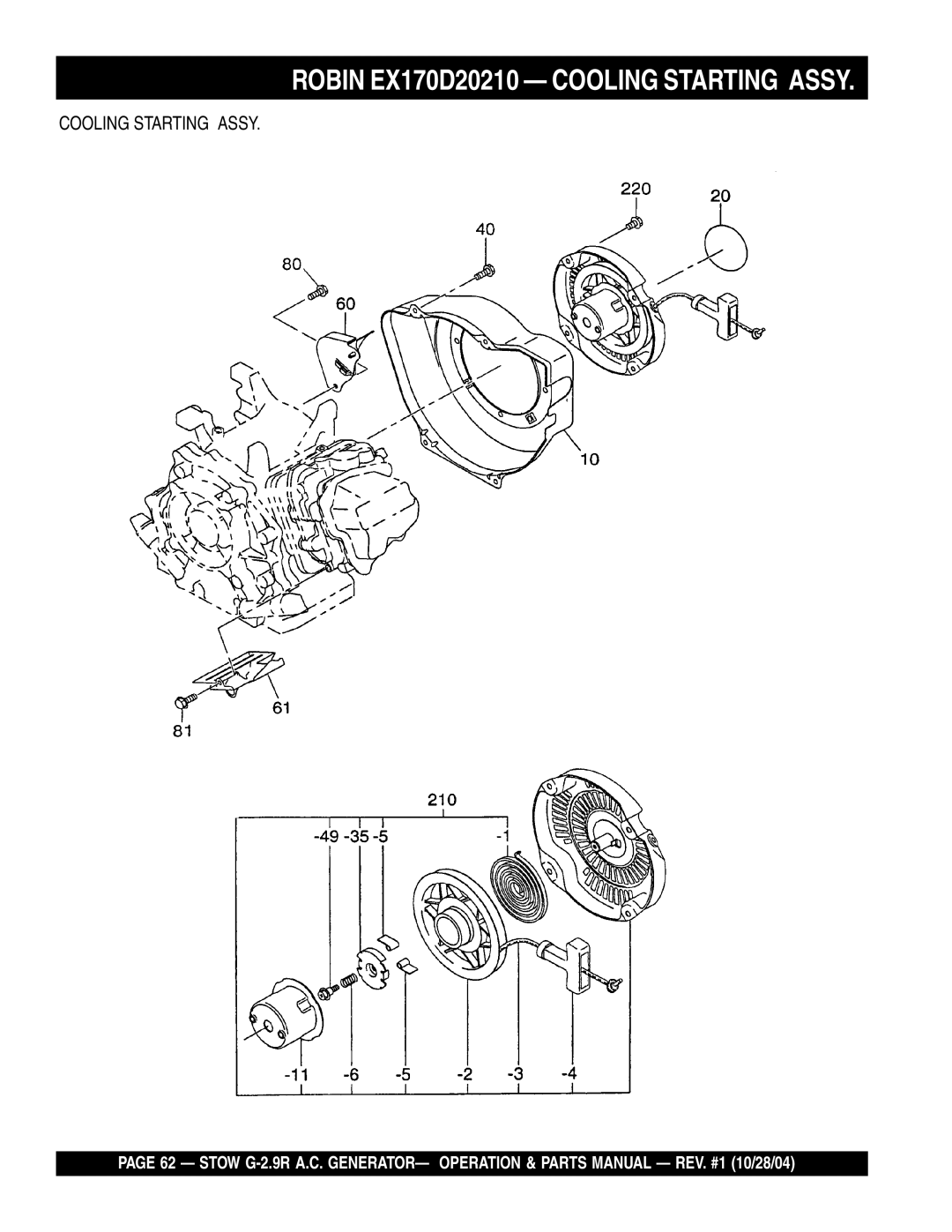 Stow G-2.9R manual Robin EX170D20210 Cooling Starting Assy 