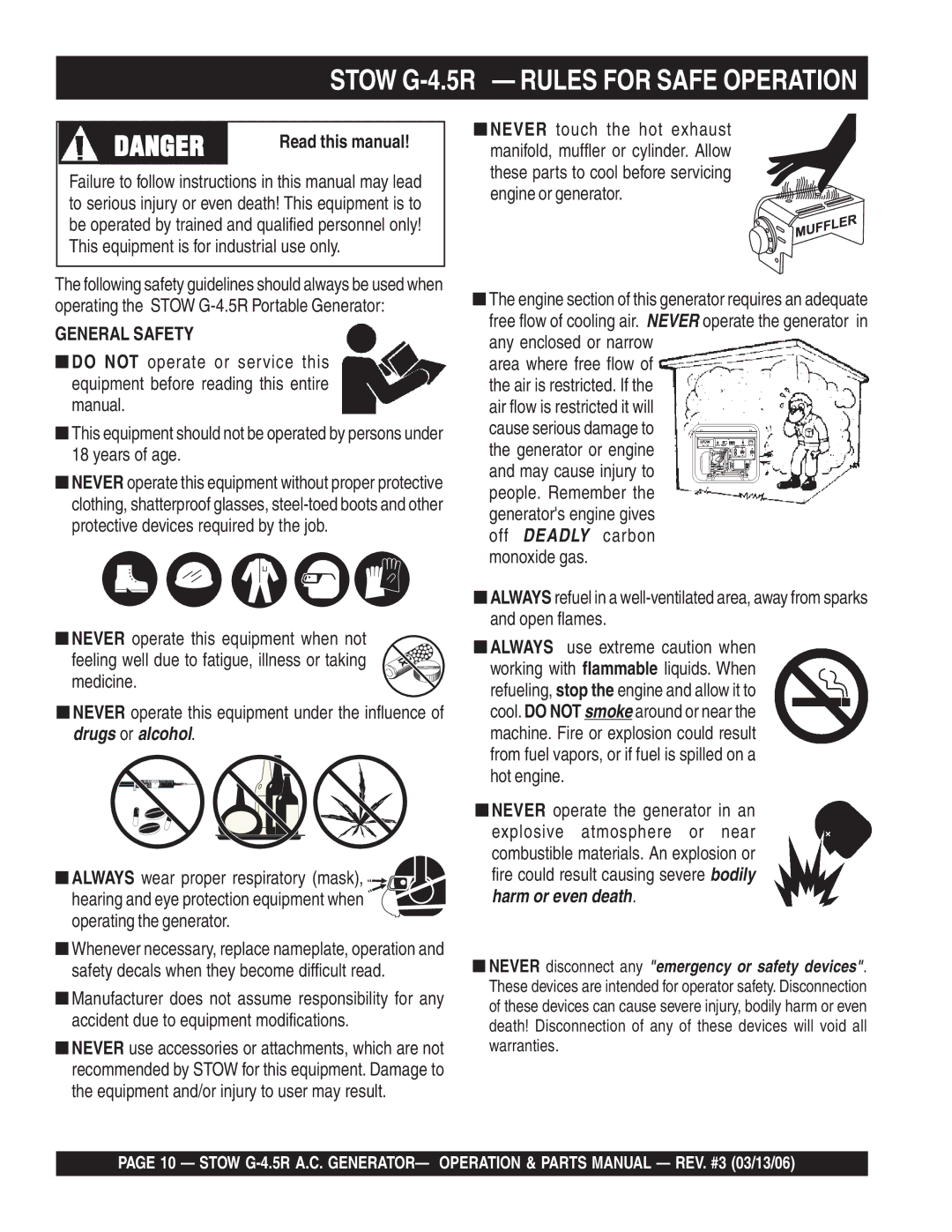 Stow Stow G-4.5R Rules for Safe Operation, Read this manual 