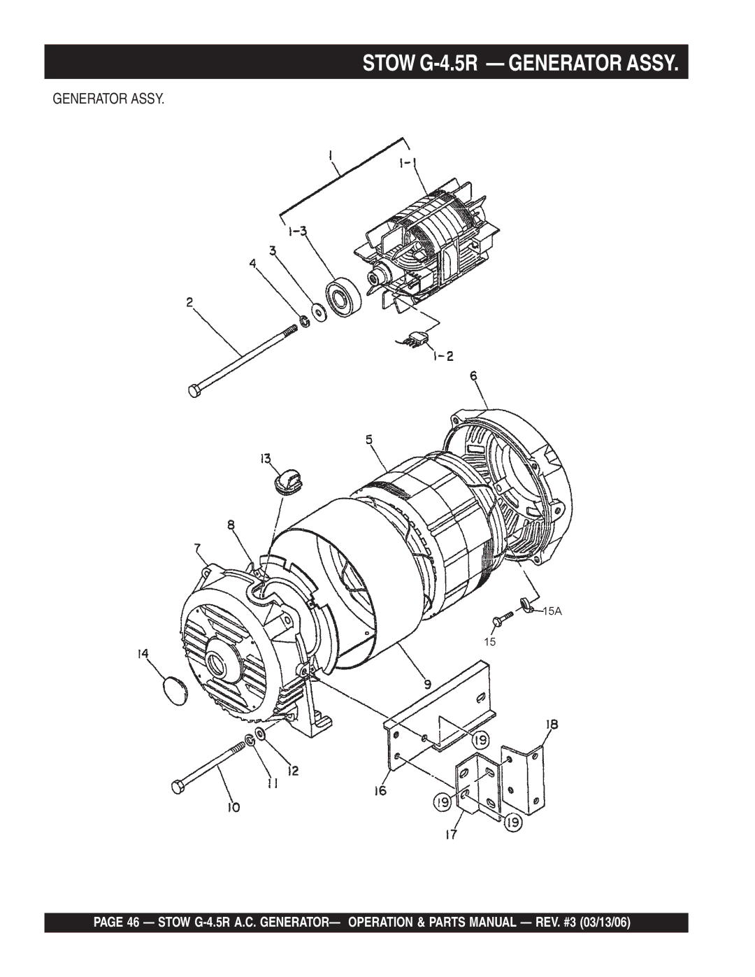 Stow manual Stow G-4.5R Generator Assy 