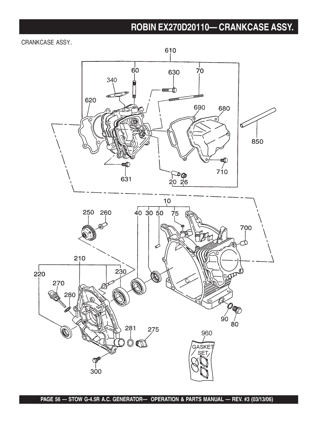 Stow G-4.5R manual Robin EX270D20110- Crankcase Assy 