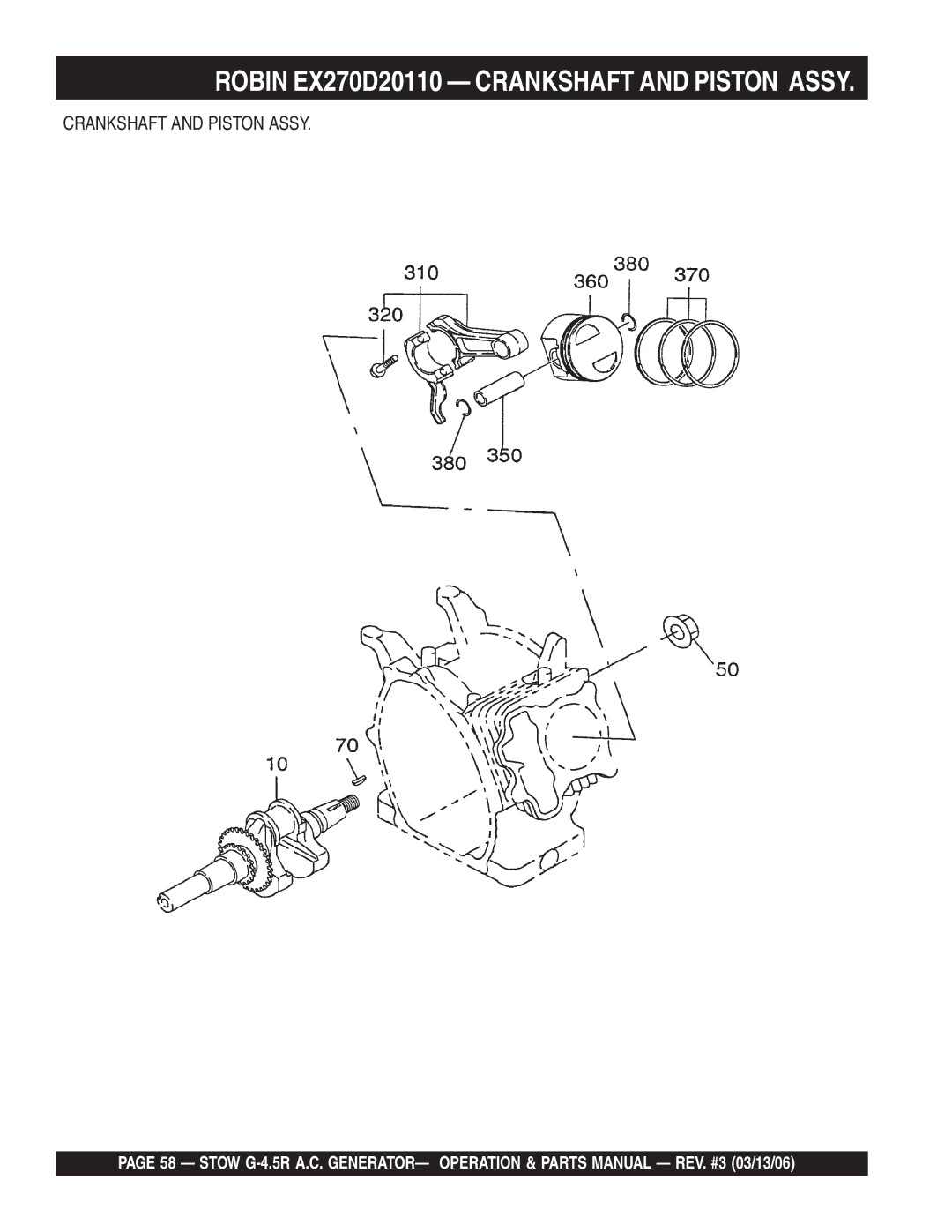 Stow G-4.5R manual Robin EX270D20110 Crankshaft and Piston Assy 