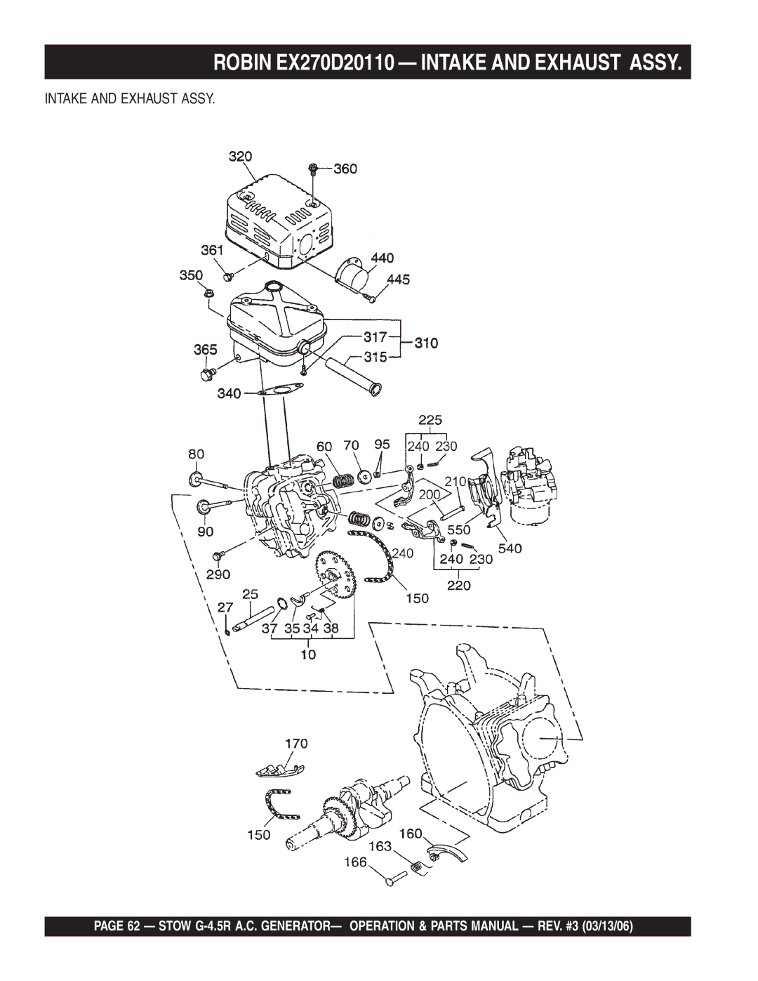 Stow G-4.5R manual Robin EX270D20110 Intake and Exhaust Assy 