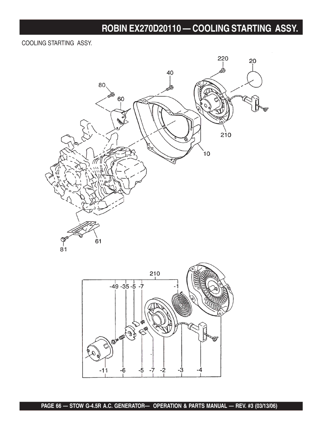 Stow G-4.5R manual Robin EX270D20110 Cooling Starting Assy 