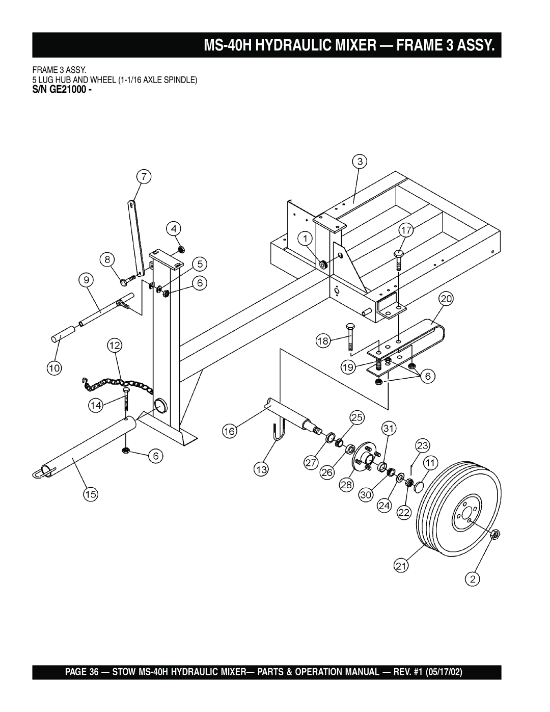 Stow operation manual MS-40H Hydraulic Mixer Frame 3 Assy 