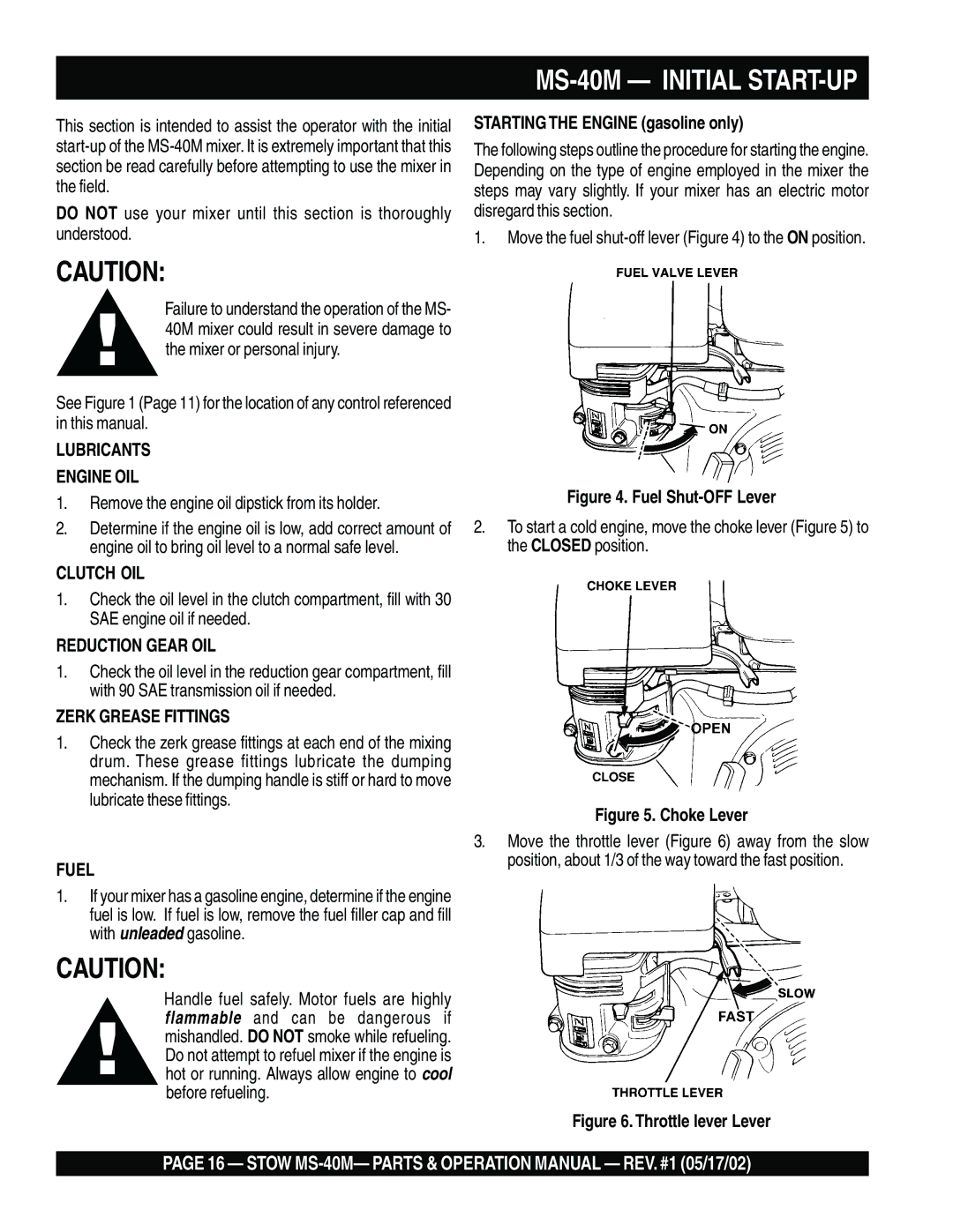 Stow operation manual MS-40M Initial START-UP 