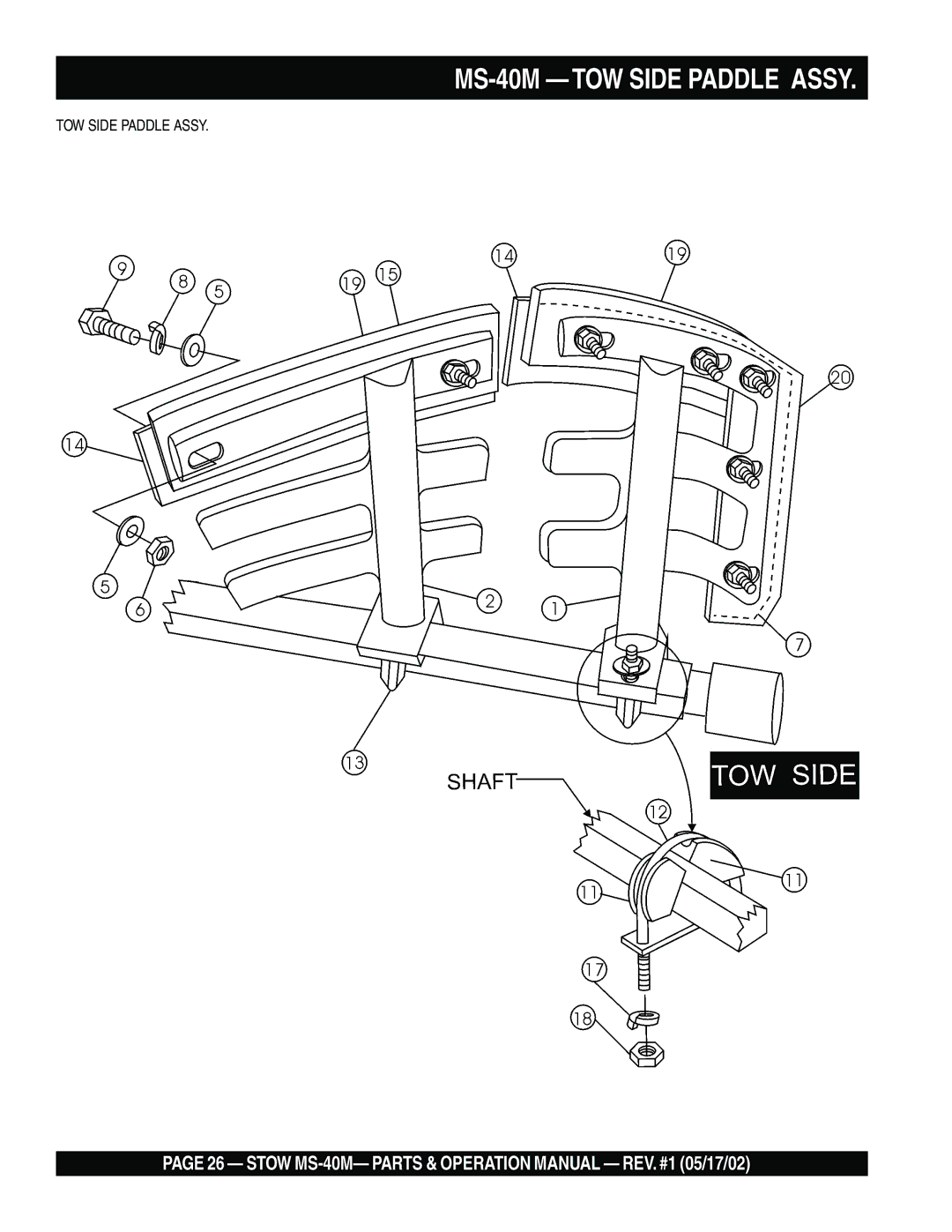 Stow operation manual MS-40M TOW Side Paddle Assy 