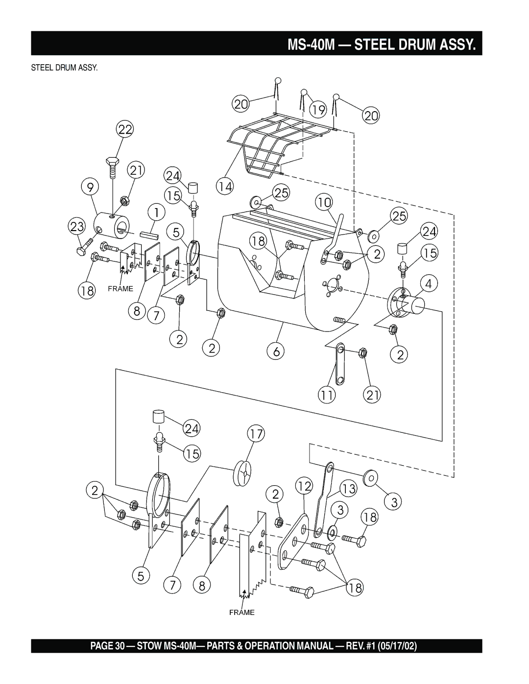 Stow operation manual MS-40M Steel Drum Assy 