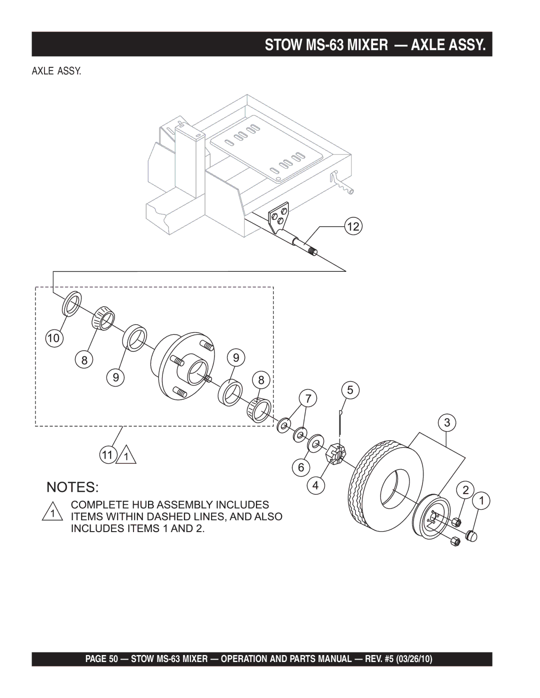 Stow MS-63 manual Axle Assy 