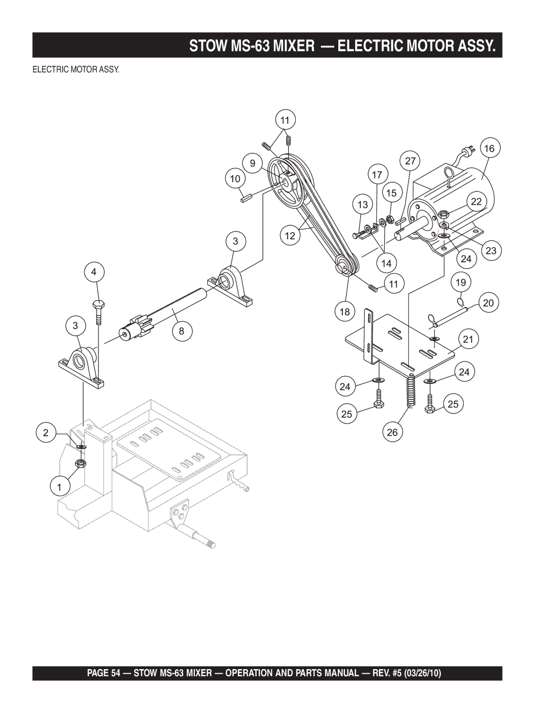 Stow manual Stow MS-63 Mixer Electric Motor Assy 