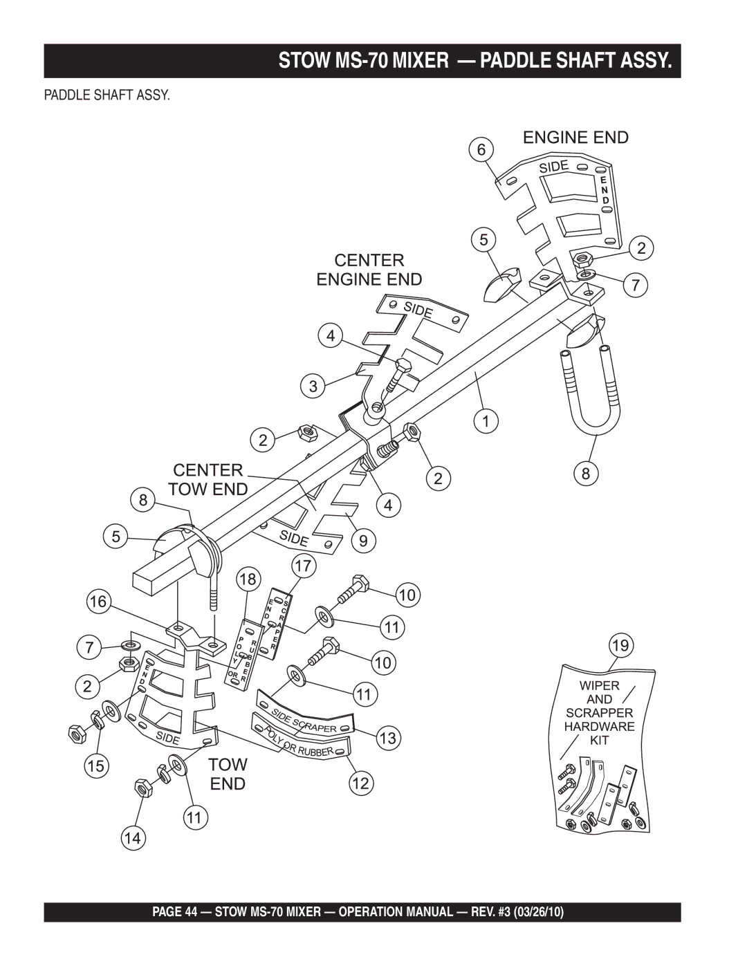 Stow MS-70 manual Paddle Shaft Assy 