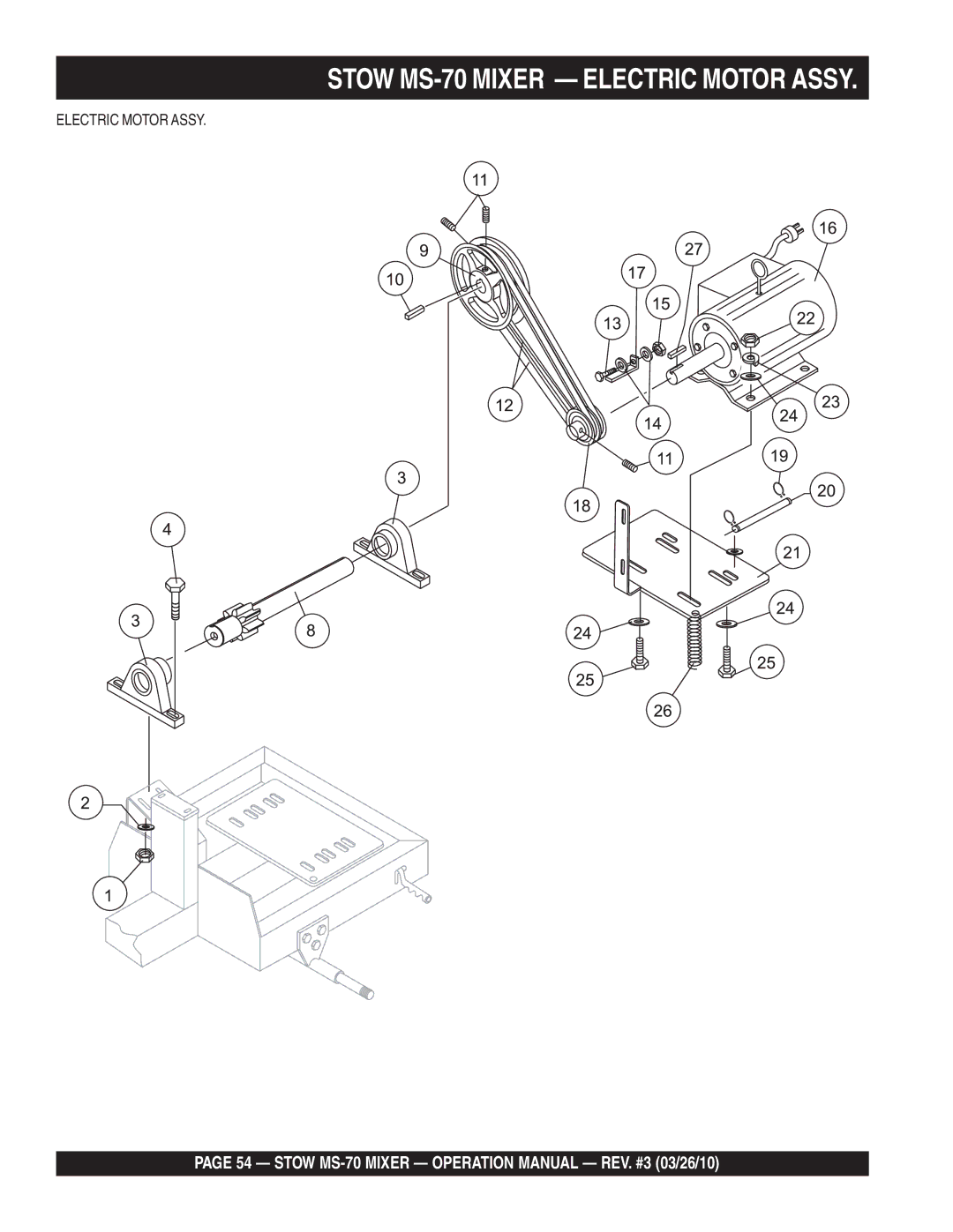 Stow manual Stow MS-70 Mixer Electric Motor Assy 