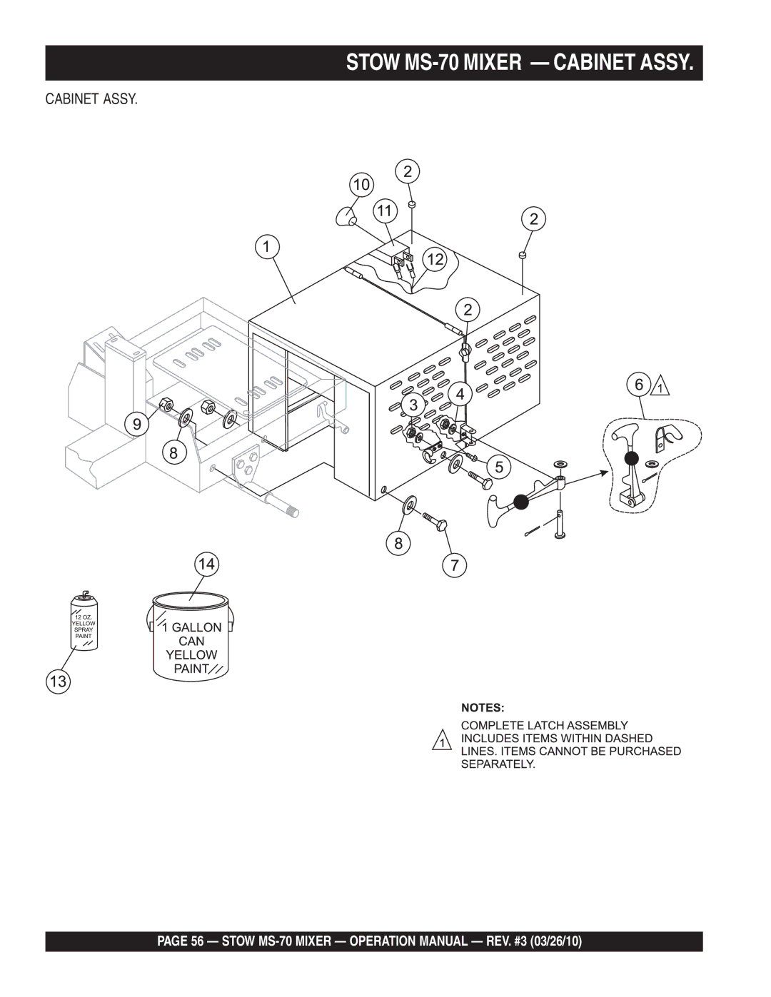 Stow MS-70 manual Cabinet Assy 