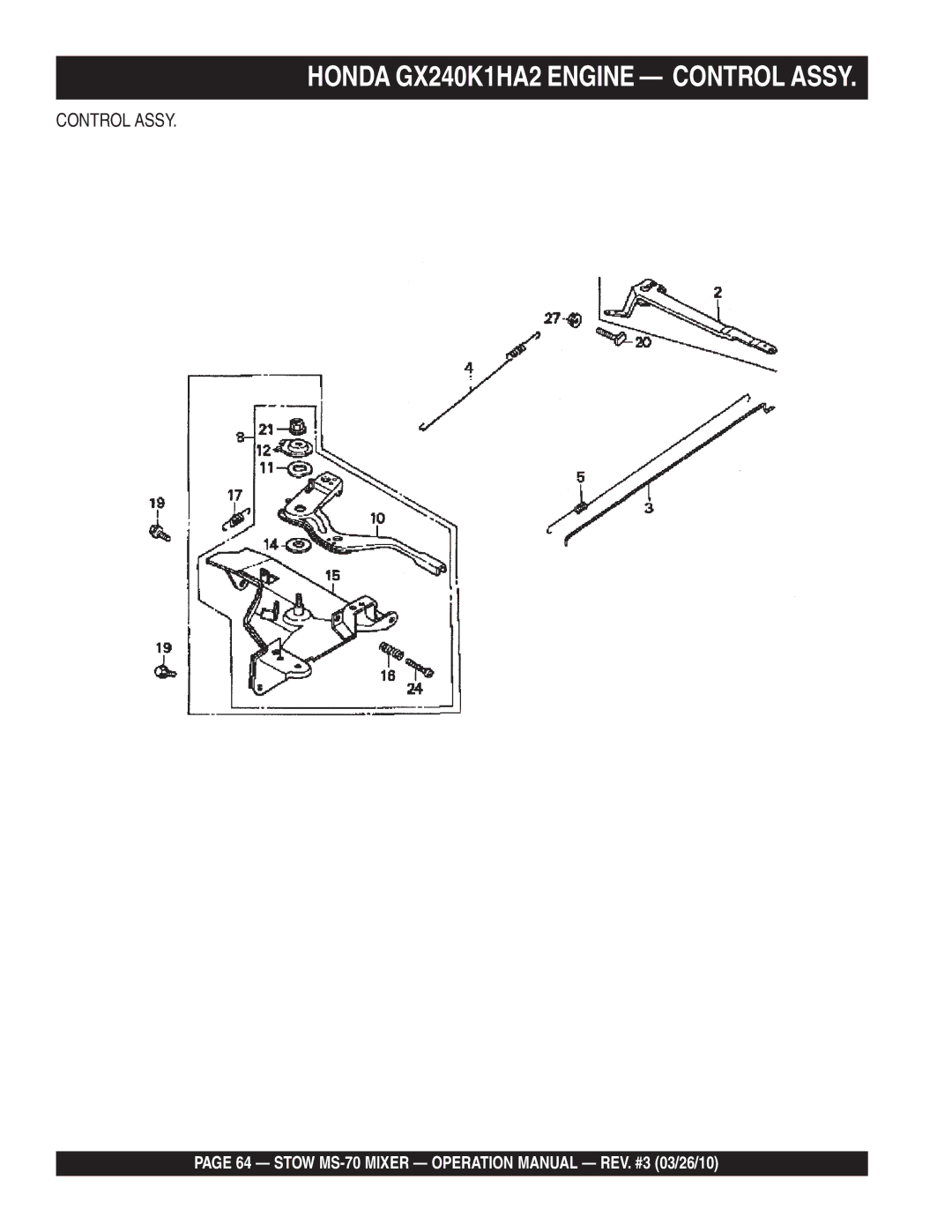 Stow MS-70 manual Control Assy 