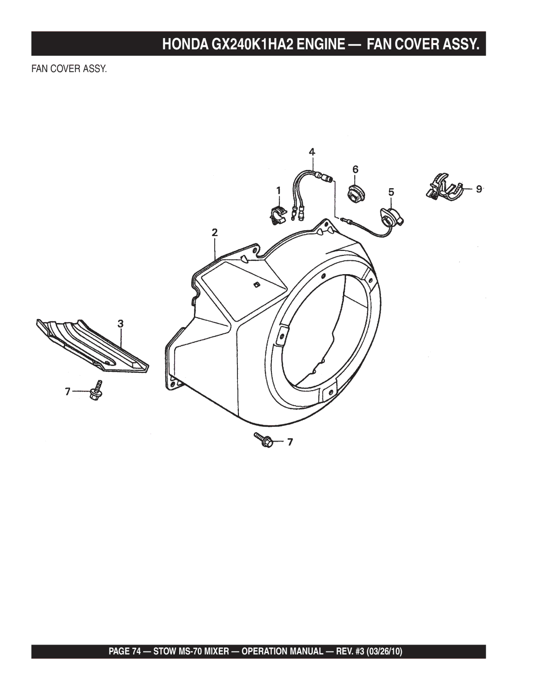 Stow MS-70 manual FAN Cover Assy 