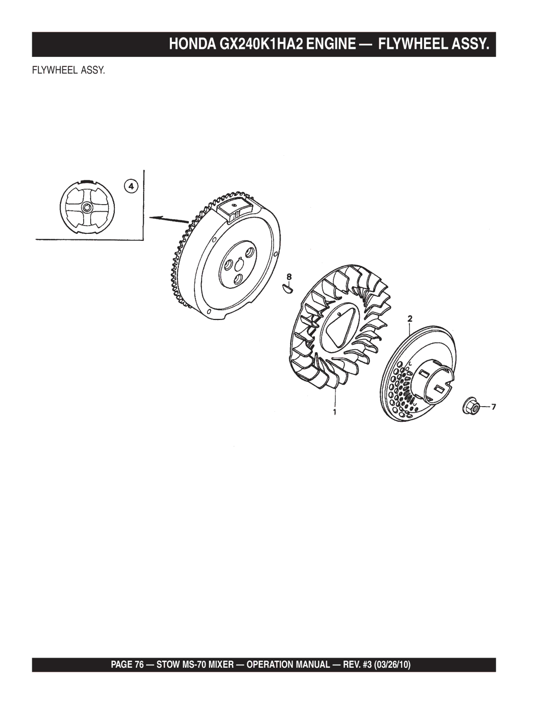 Stow MS-70 manual Flywheel Assy 