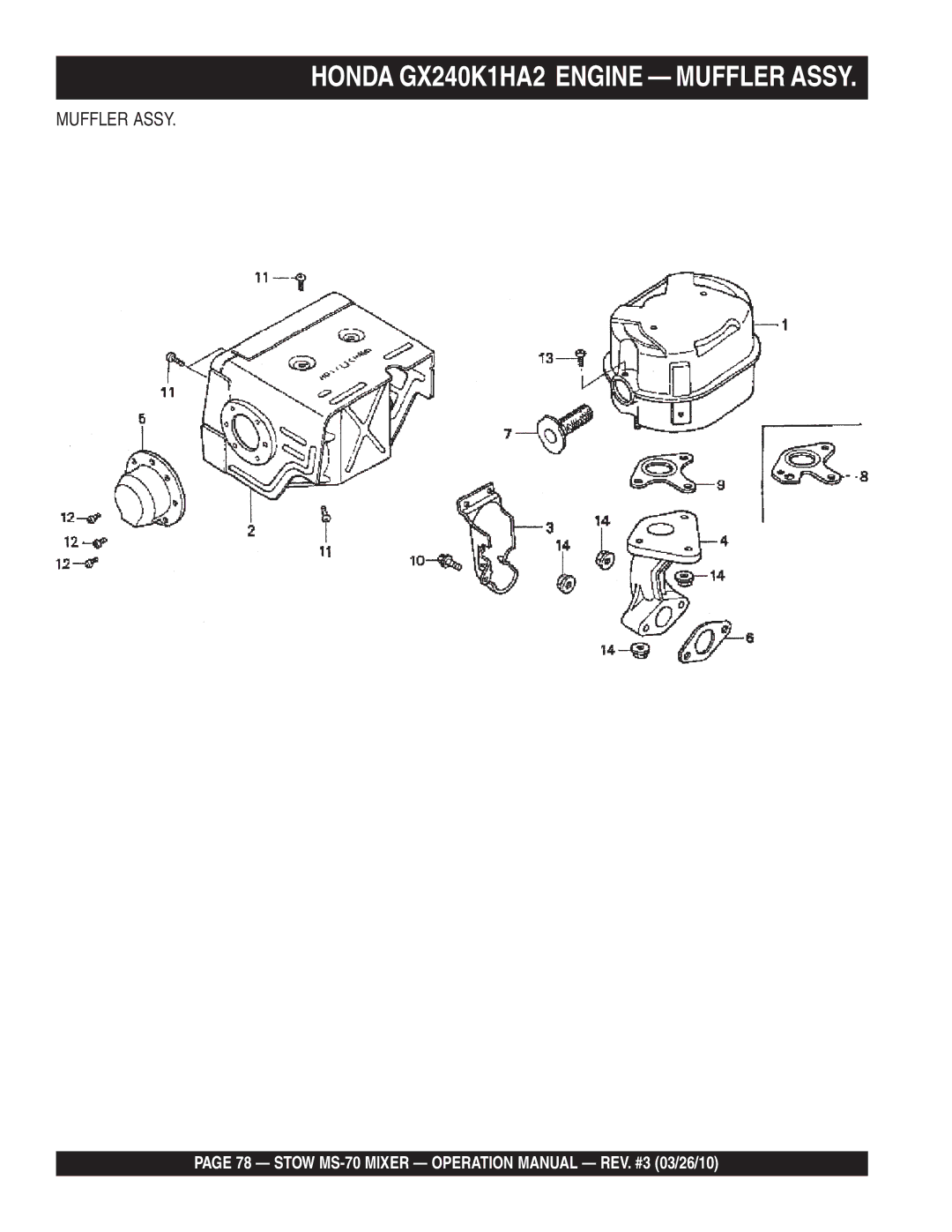 Stow MS-70 manual Muffler Assy 