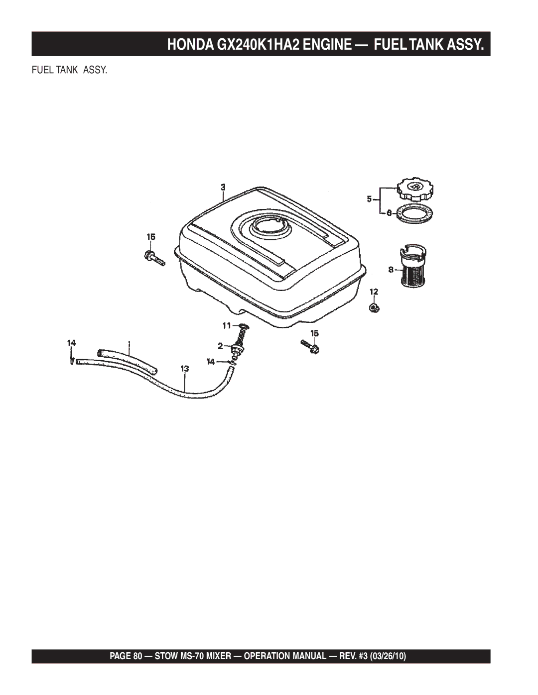 Stow MS-70 manual Fuel Tank Assy 