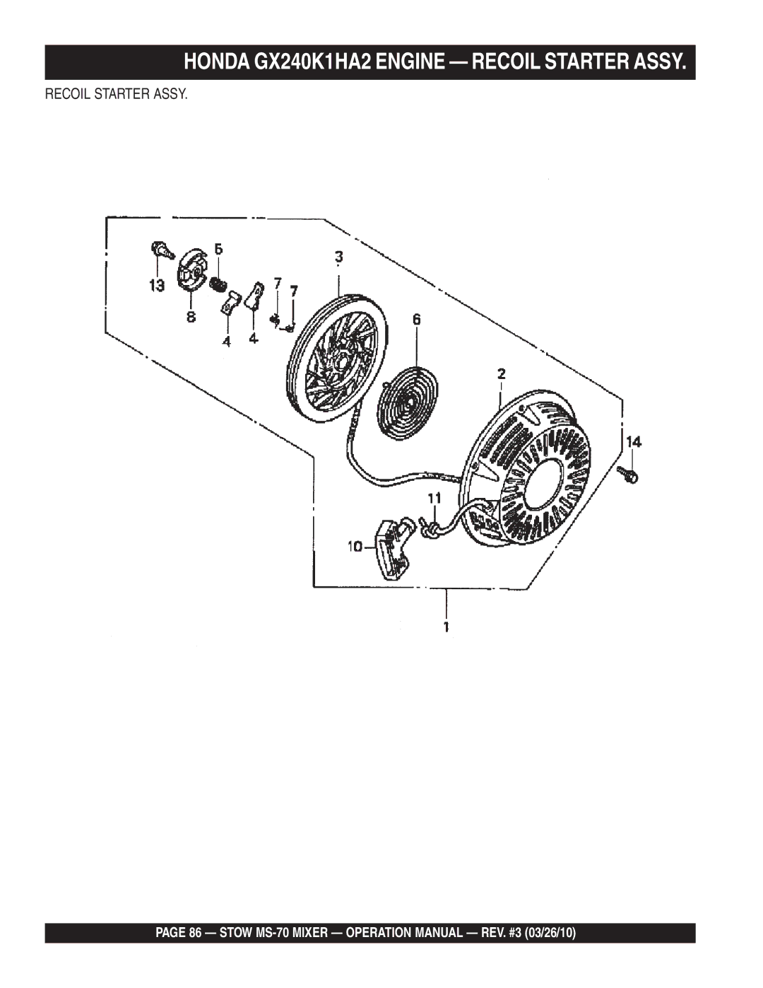 Stow MS-70 manual Recoil Starter Assy 