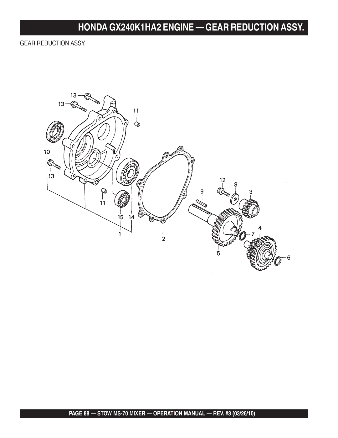 Stow MS-70 manual Gear Reduction Assy 