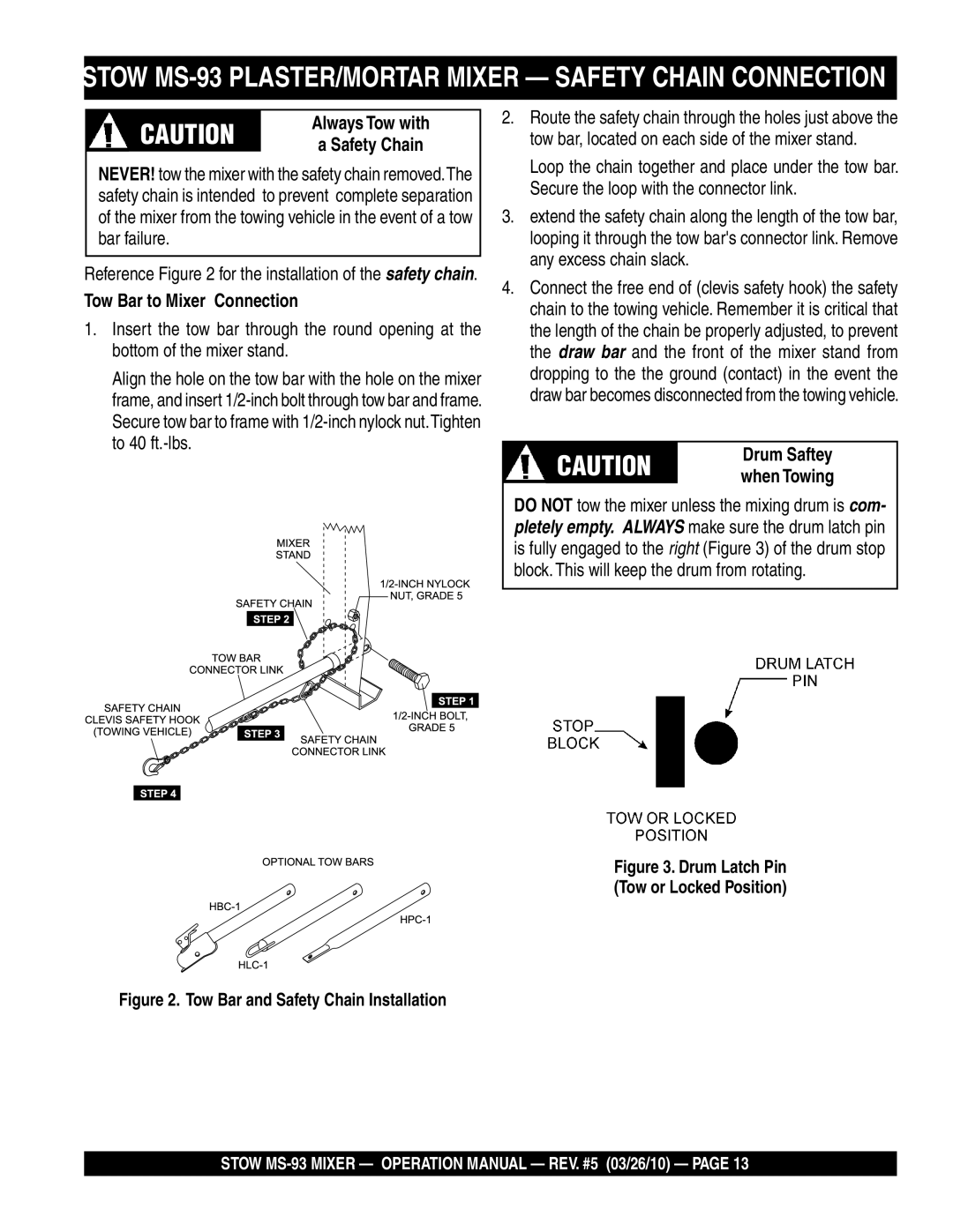 Stow Stow MS-93 PLASTER/MORTAR Mixer Safety Chain Connection, Always Tow with, Tow Bar to Mixer Connection, Drum Saftey 