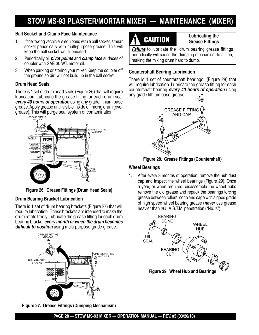 Stow manual Stow MS-93 PLASTER/MORTAR Mixer Maintenance Mixer 