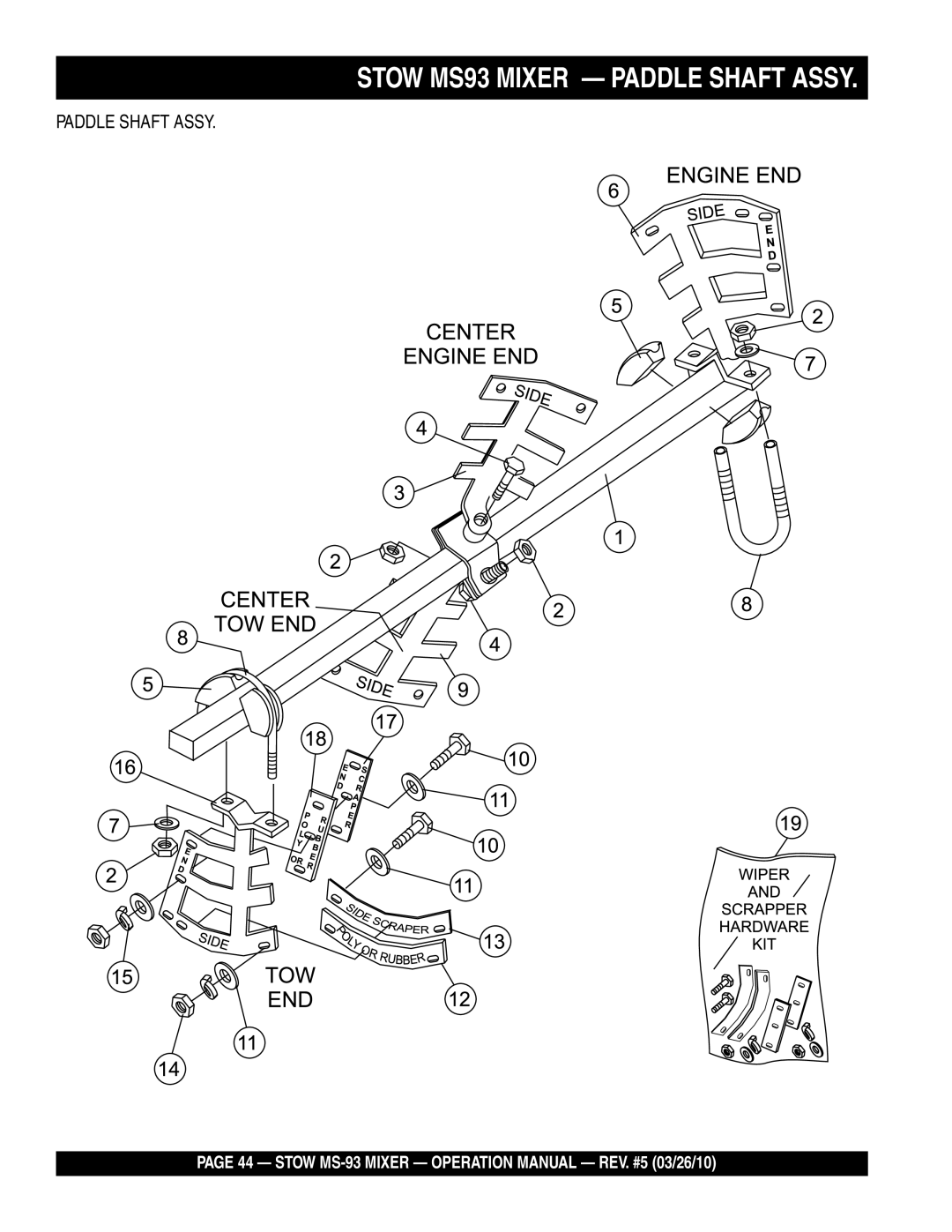 Stow MS-93 manual Paddle Shaft Assy 