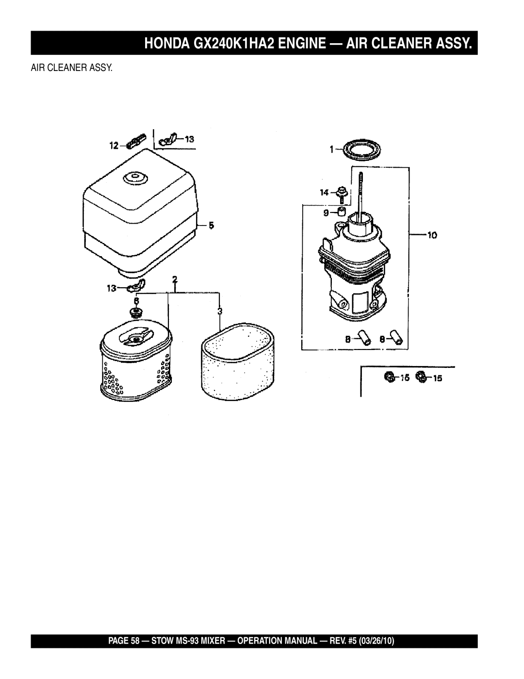 Stow MS-93 manual AIR Cleaner Assy 