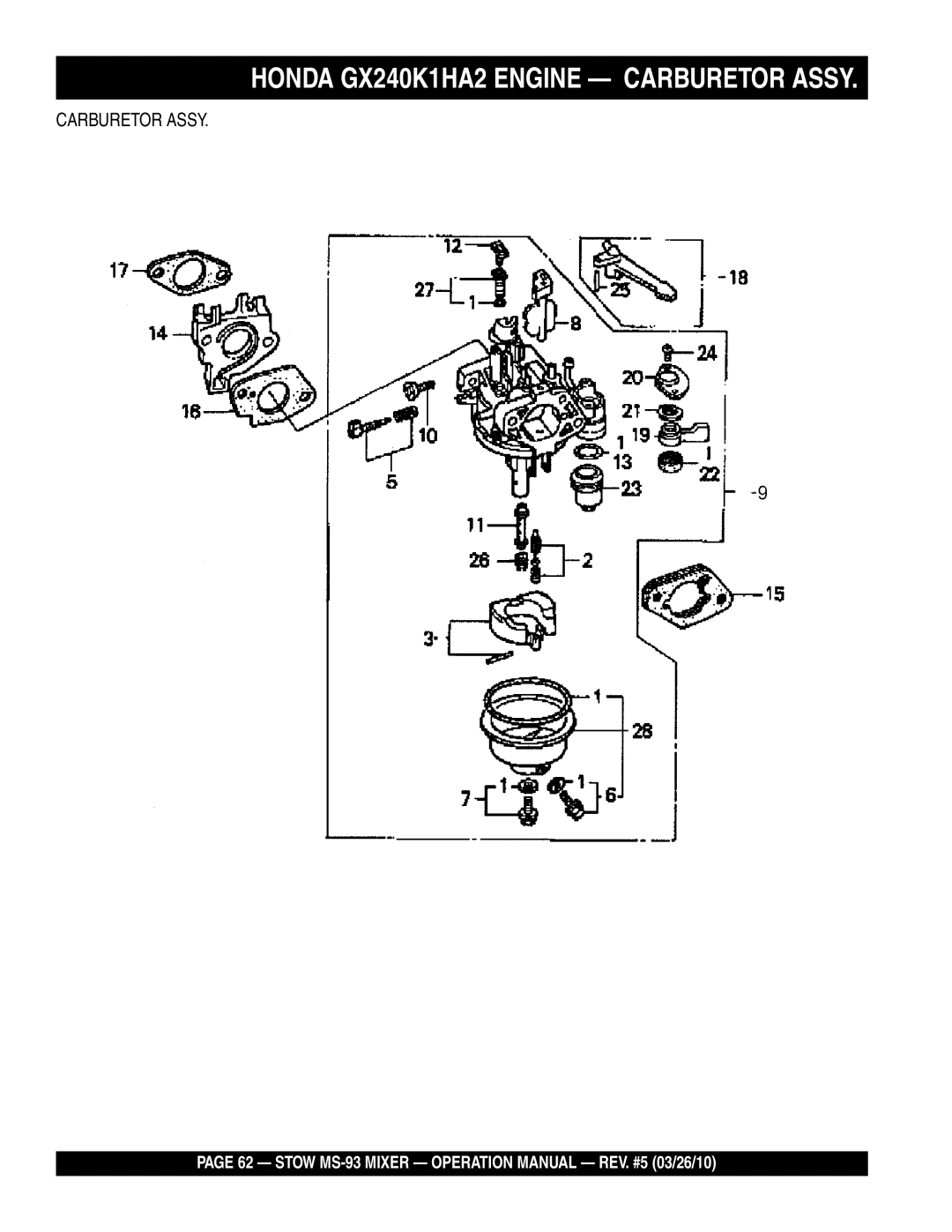 Stow MS-93 manual Carburetor Assy 