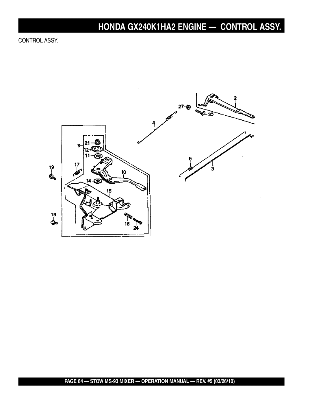 Stow MS-93 manual Control Assy 