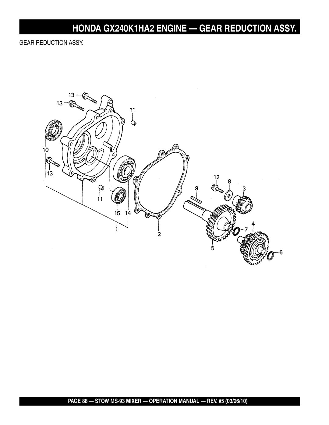 Stow MS-93 manual Gear Reduction Assy 