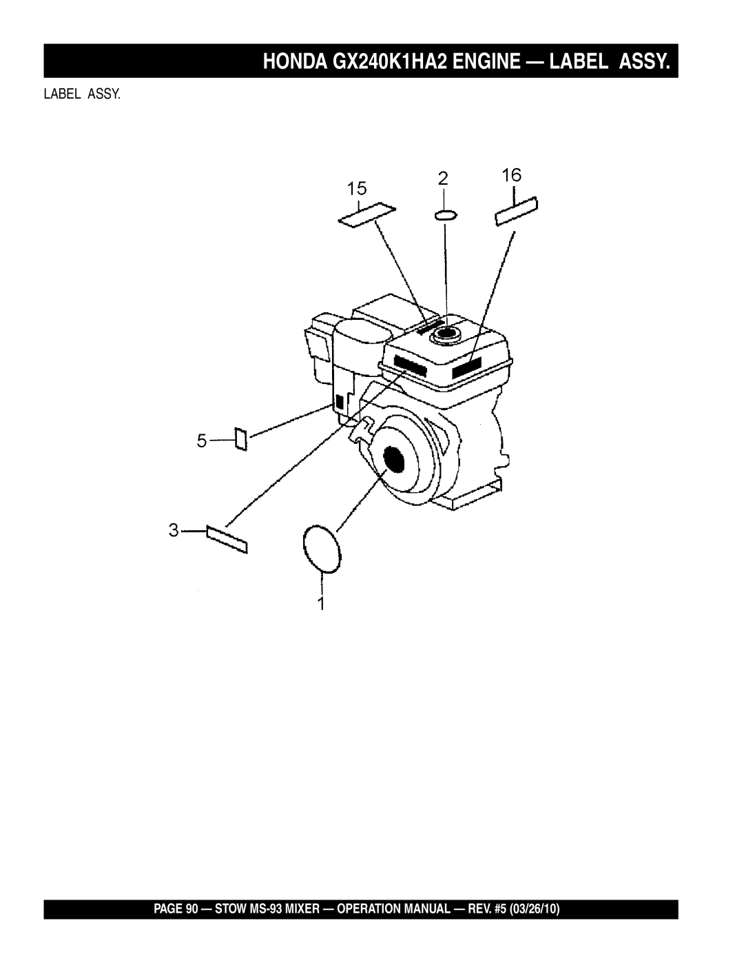 Stow MS-93 manual Label Assy 