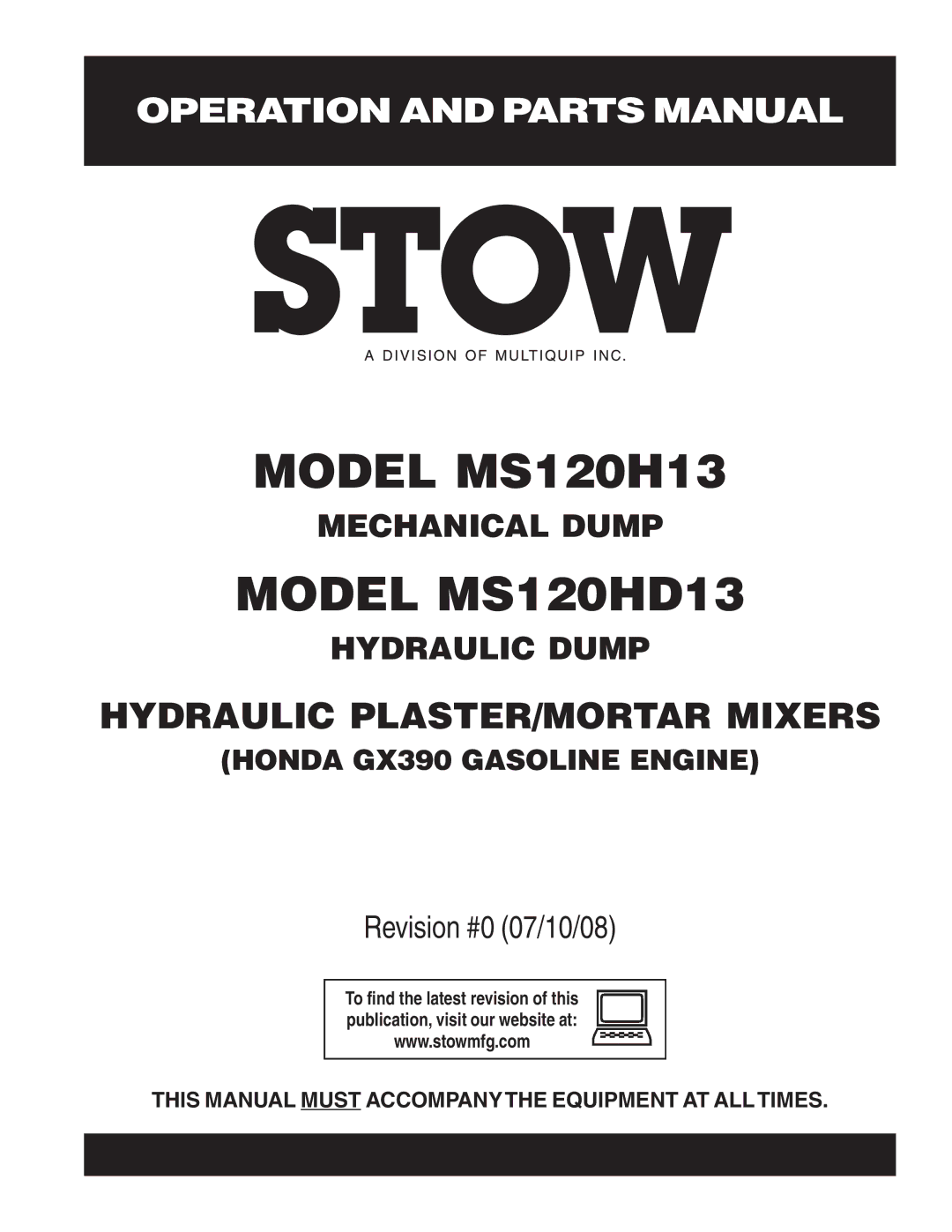 Stow MS120HD13 manual Model MS120H13 