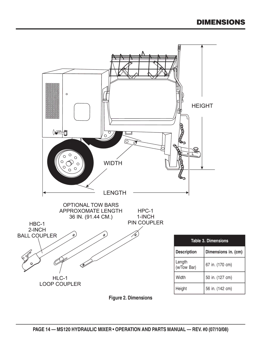 Stow MS120H13, MS120HD13 manual Dimensions 