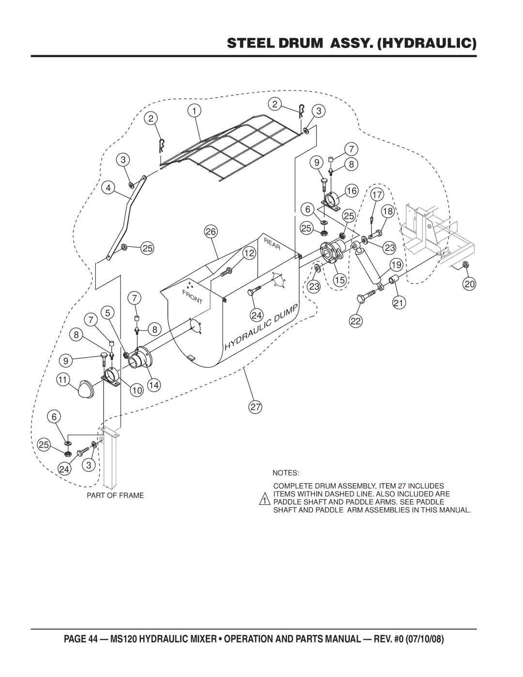 Stow MS120H13, MS120HD13 manual Steel Drum ASSY. Hydraulic, Rear 