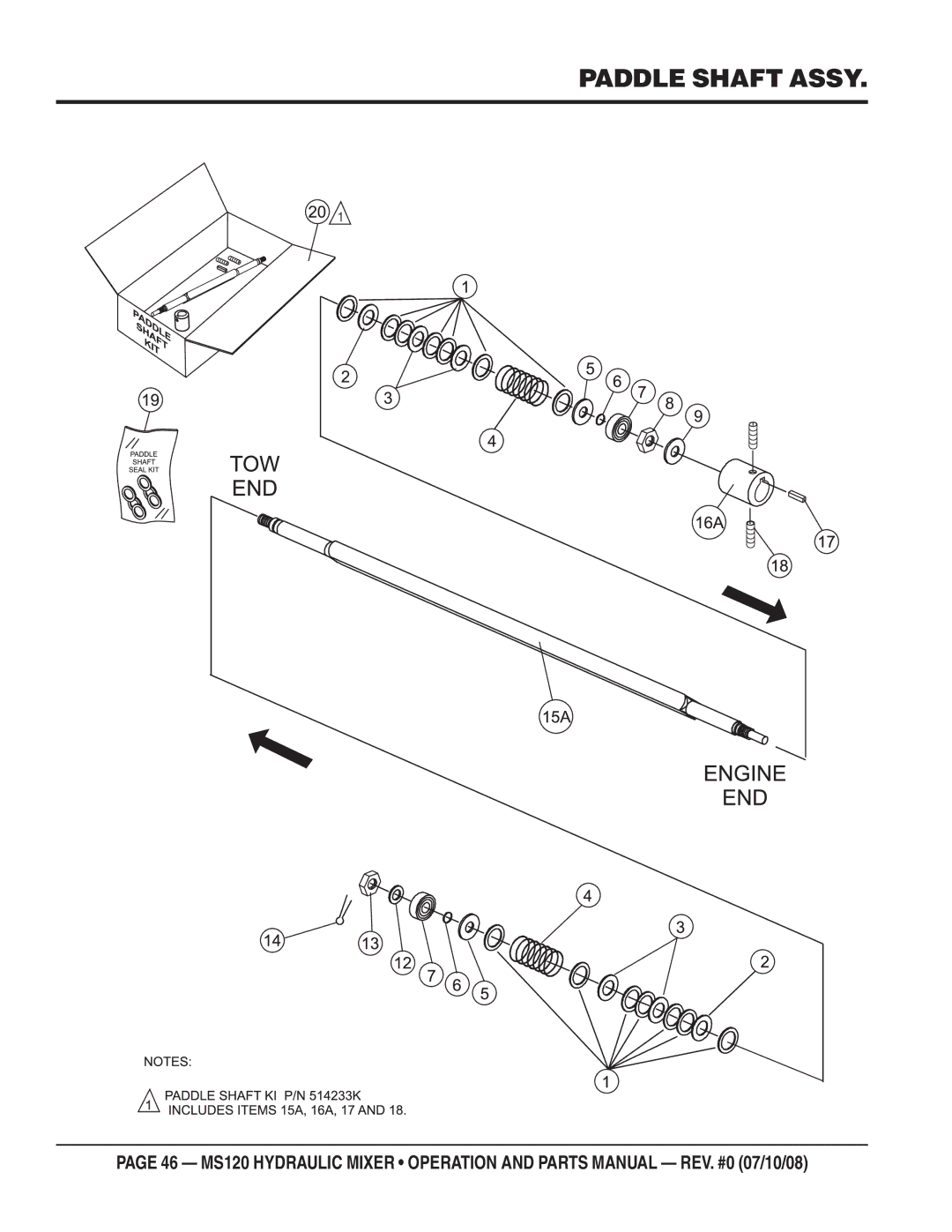 Stow MS120H13, MS120HD13 manual Paddle Shaft Assy 