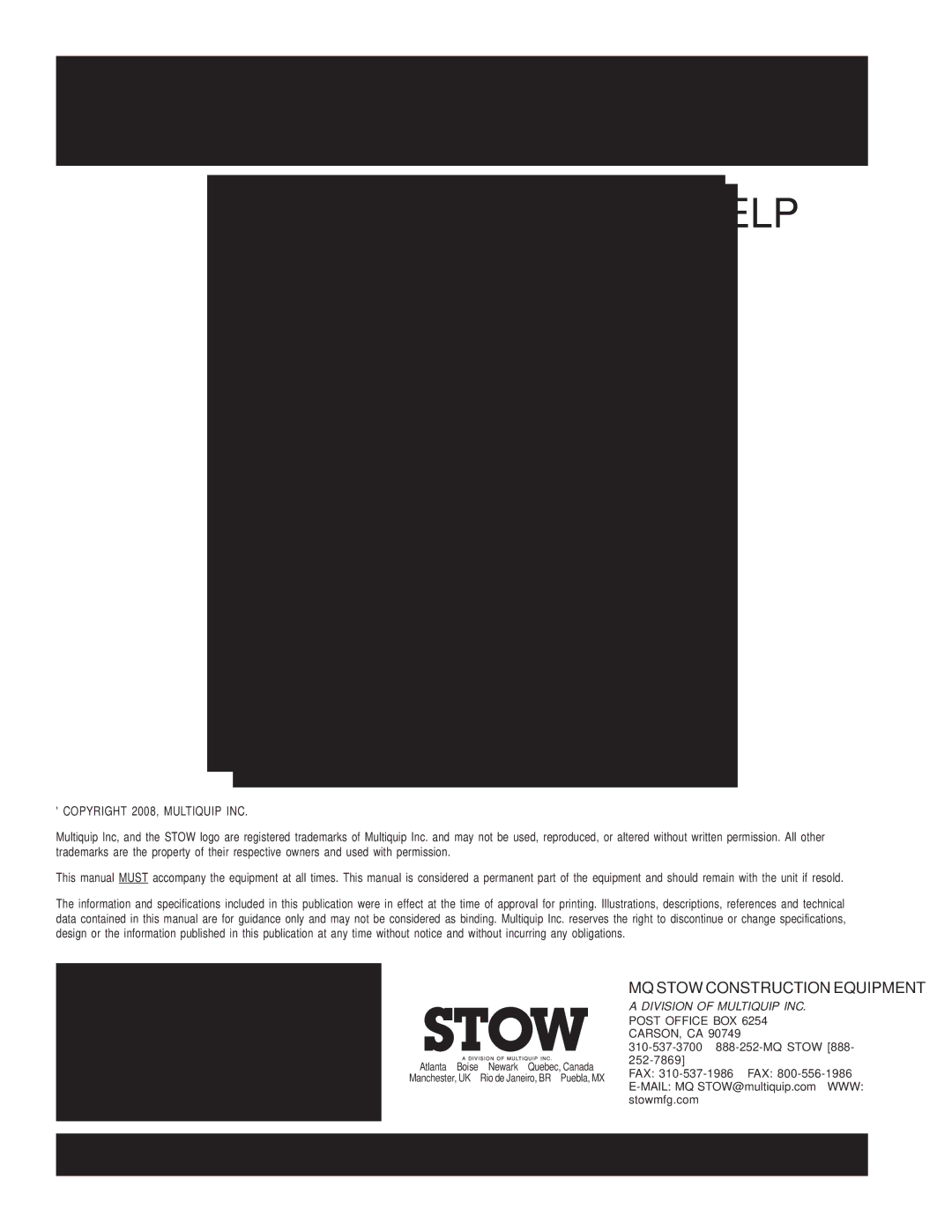 Stow MS120H13, MS120HD13 manual HERE’S HOW to GET Help 