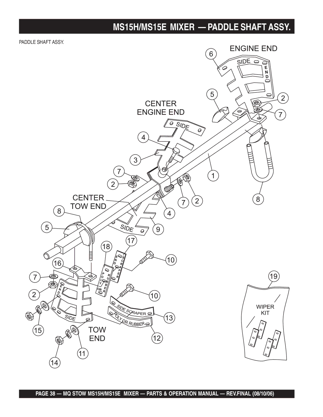 Stow MS15H5.5 manual MS15H/MS15E Mixer Paddle Shaft Assy 