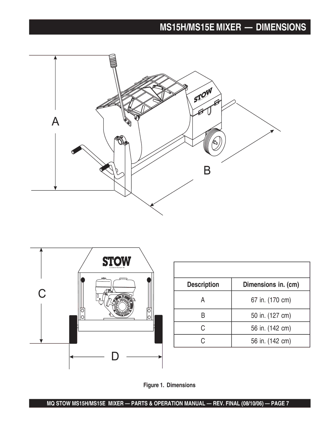 Stow MS15H5.5 manual MS15H/MS15E Mixer Dimensions 