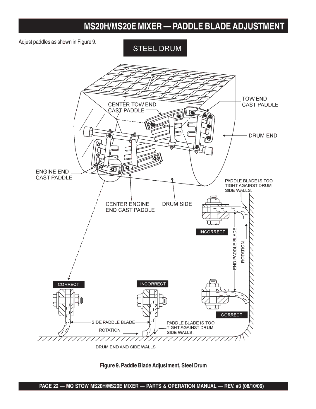 Stow MSD0H operation manual MS20H/MS20E Mixer Paddle Blade Adjustment 