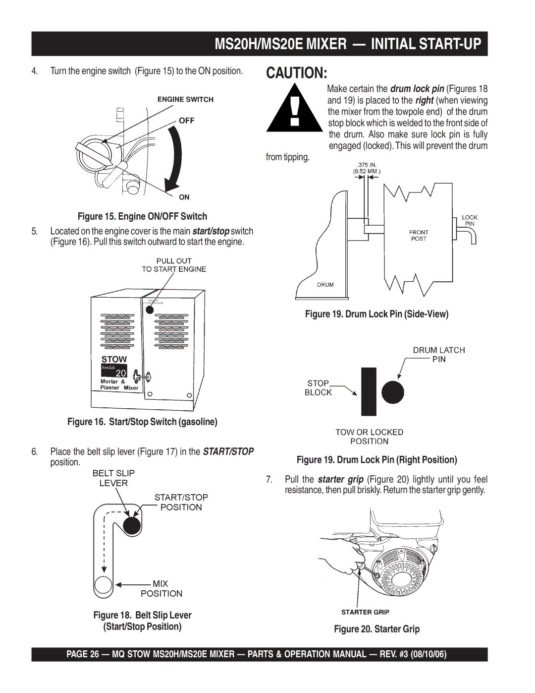 Stow MSD0H operation manual MS20H/MS20E Mixer Initial START-UP 