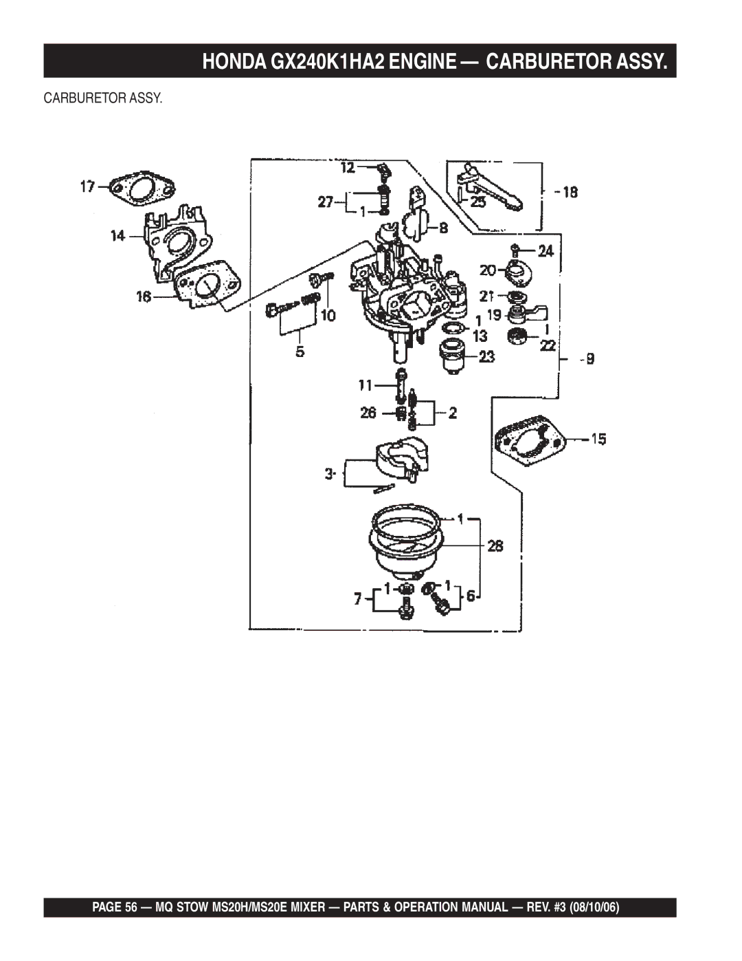 Stow MSD0H, MS20E operation manual Carburetor Assy 